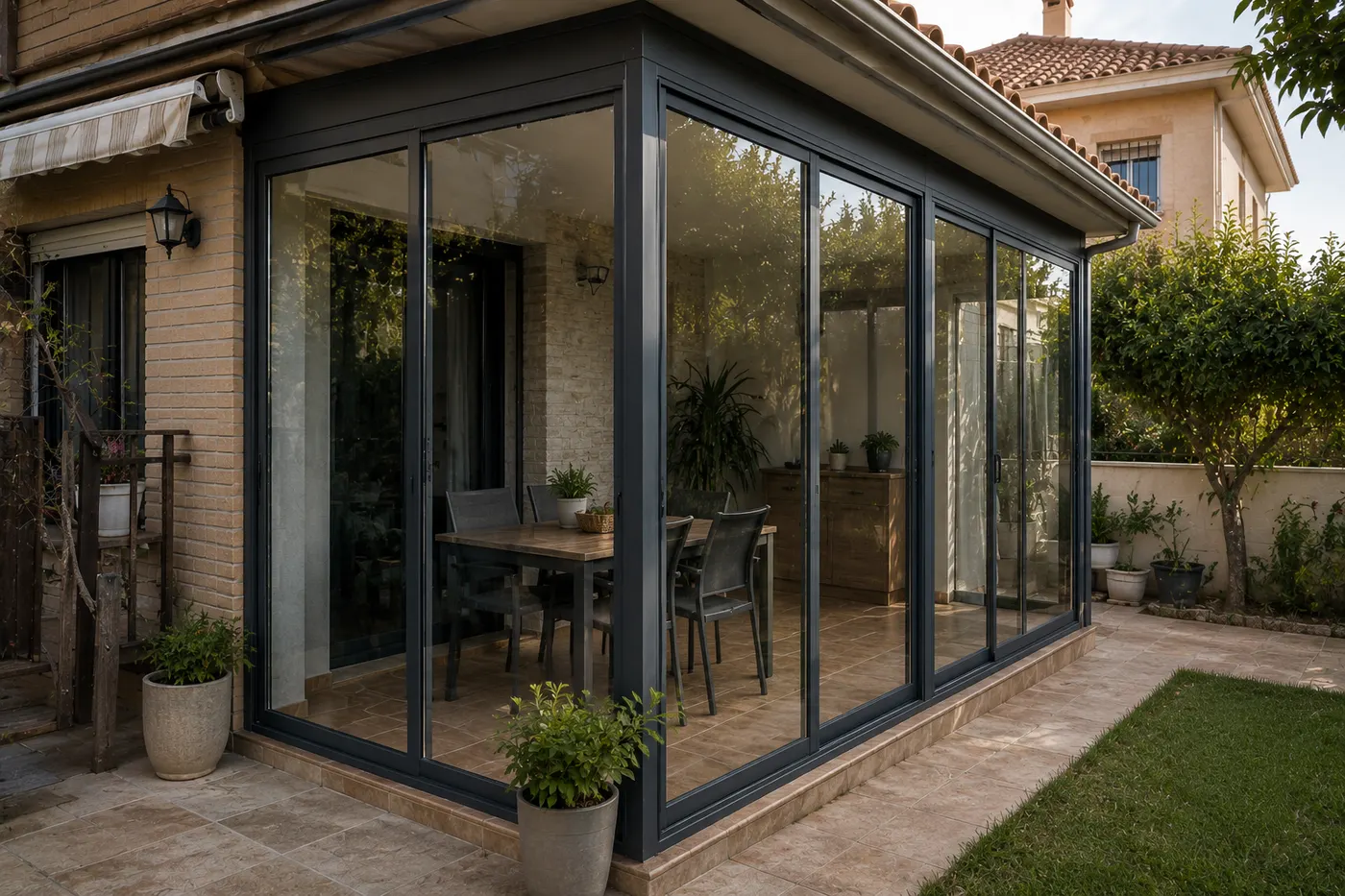 Cerramiento de aluminio y cristal para terraza en una vivienda de Murcia