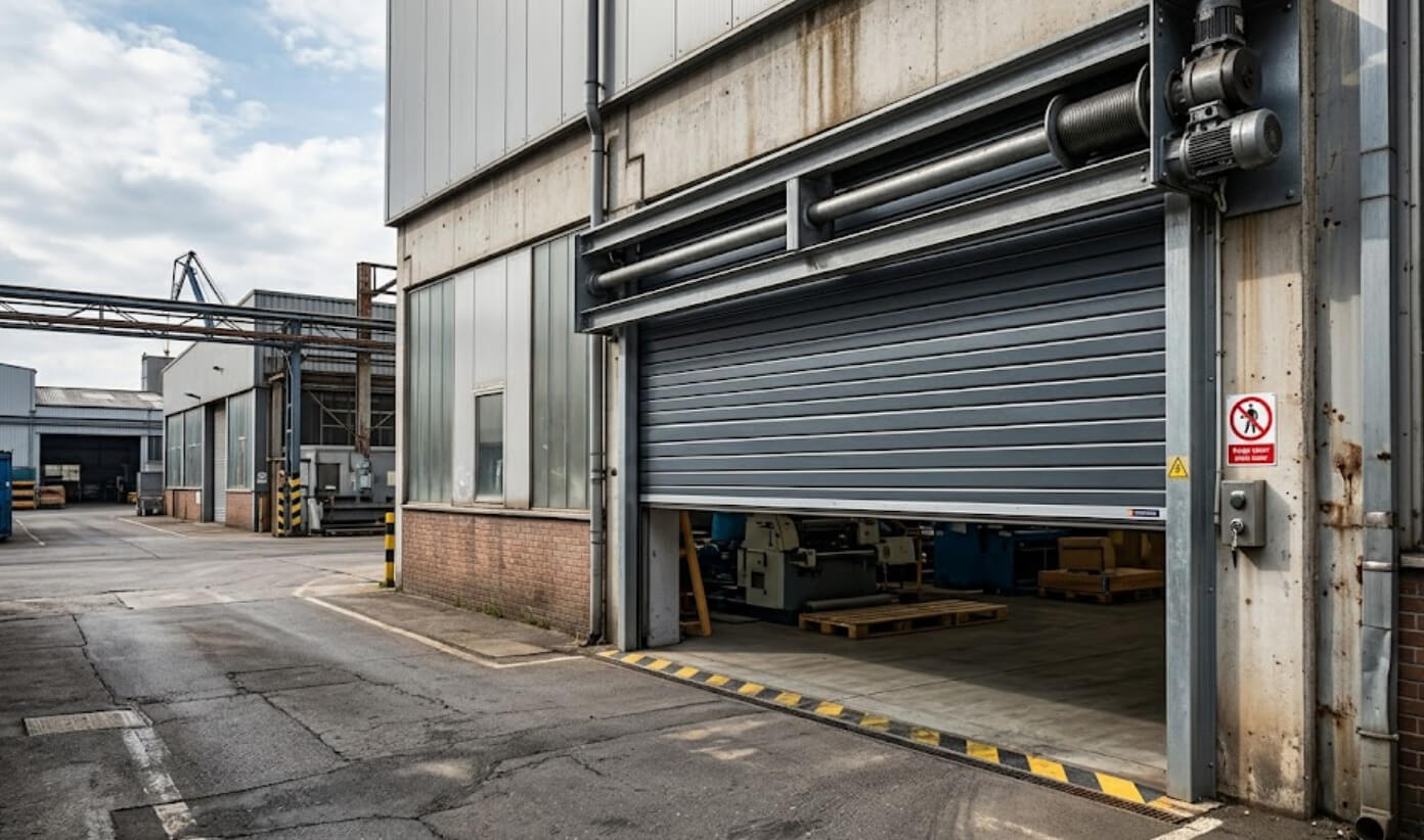 Puerta industrial mecanizada para polígono